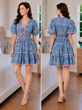 NWT Shoshanna Tiska Blue Floral Bohemian Dress $339